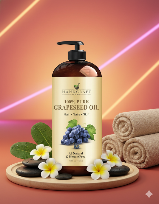Aceite de Semilla de Uva Orgánico | Cuidado Natural para Piel, Uñas y Cabello | Ligero, No Graso y Vegano | (473 ml)