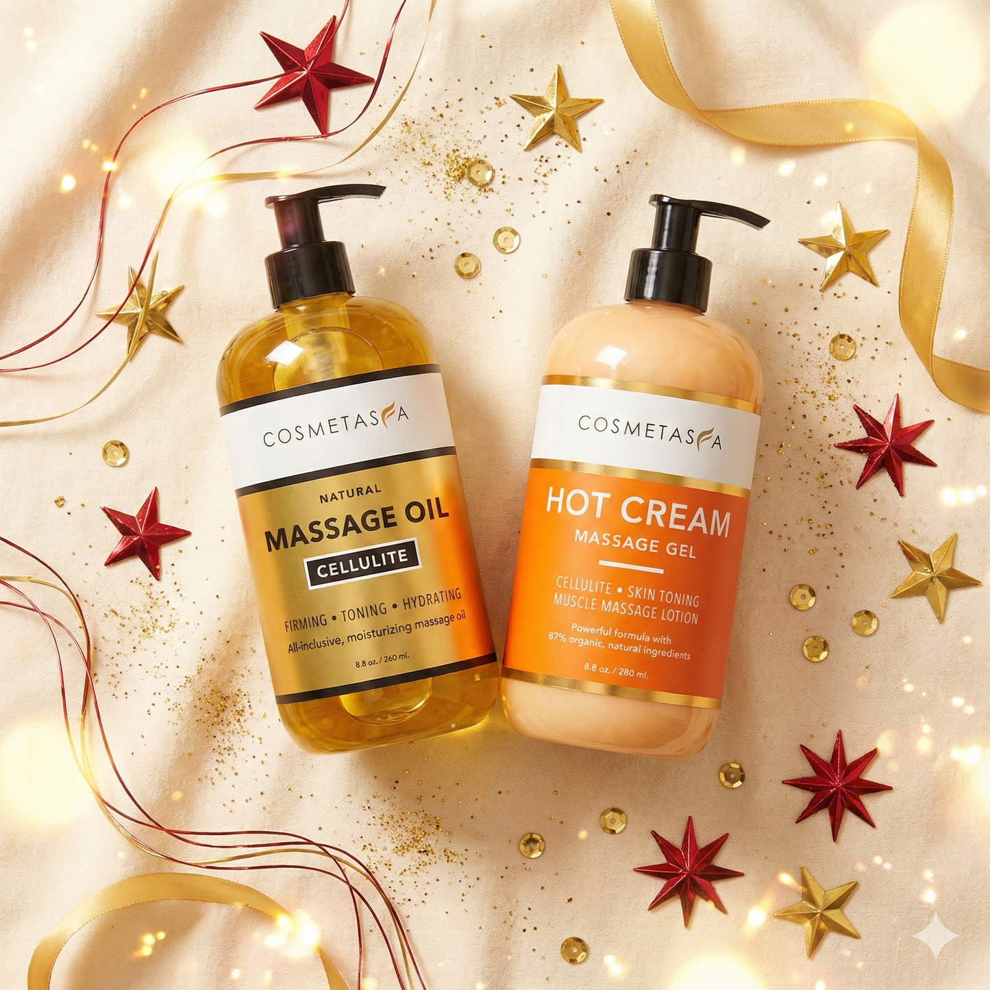 Cosmetasa Aceite de Masaje y Crema Caliente Anticelulítica – 260 ml