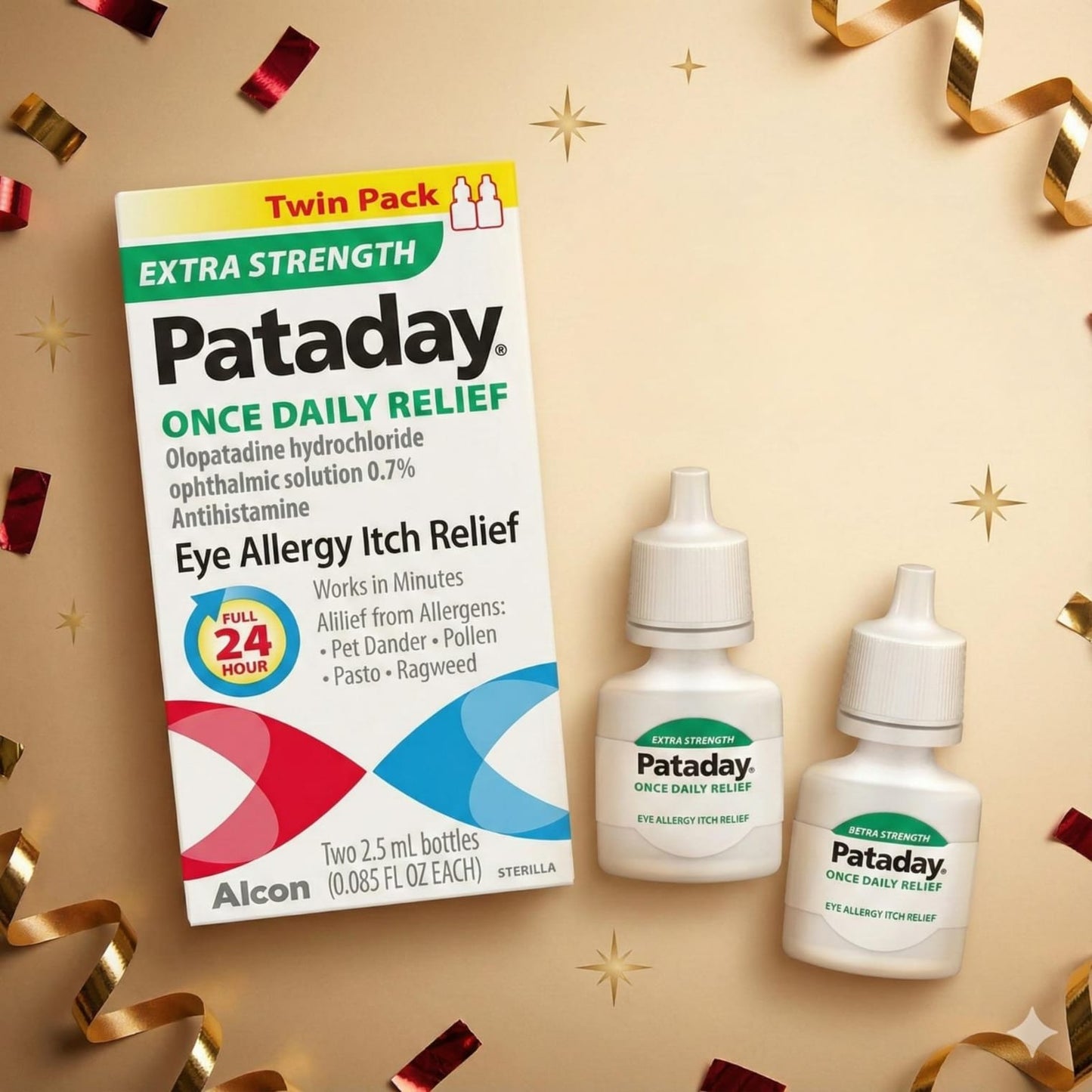 Pataday Extra Strength Gotas para Alergia en los Ojos | Alivio 24 Horas | Twin Pack